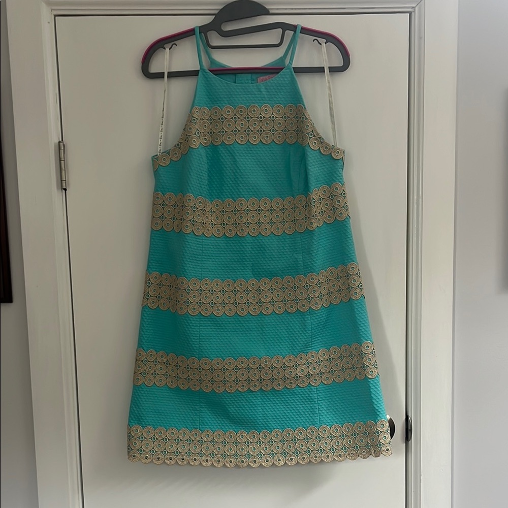 Lilly Pulitzer Dress in Turquoise and Gold